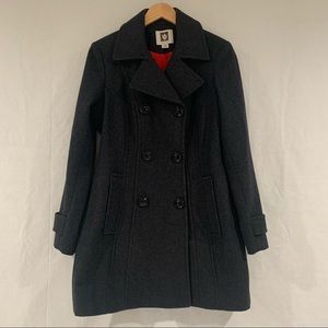 Anne Klein Charcoal Gray Wool Pea Coat